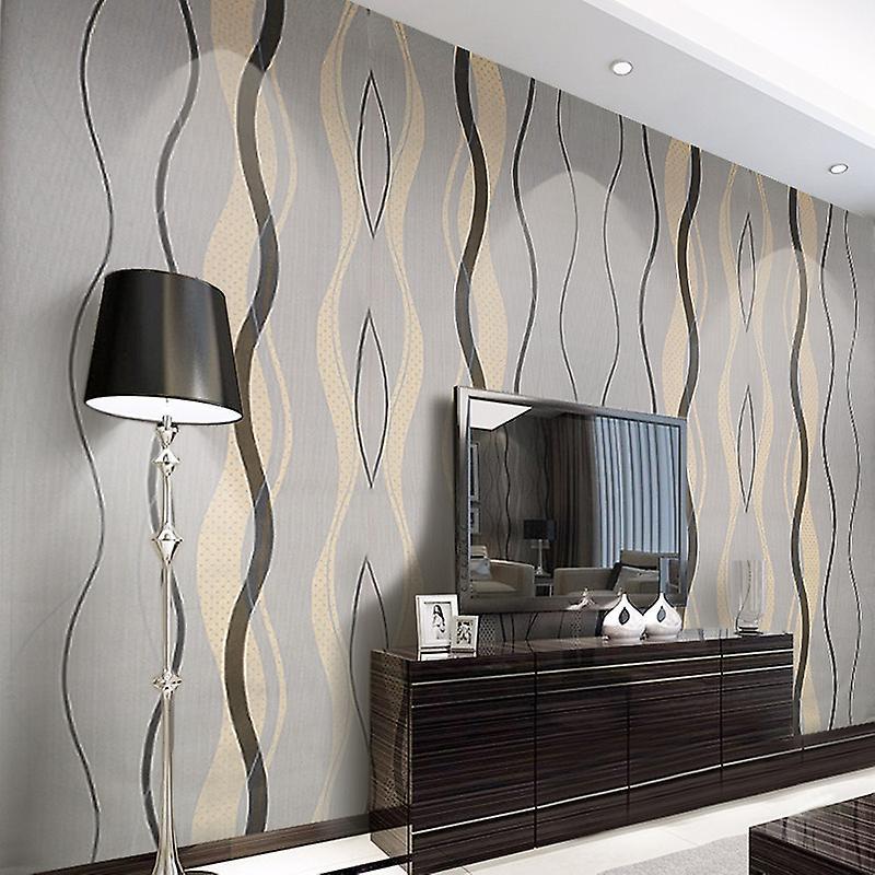 Living And Home Livingandhome 10m Wallpaper Contemporary Geometric Curving Linear Living Room Bedroom Wallpaper