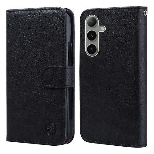 Mycase For Samsung Galaxy S24+ 5g Skin Feeling Oil Leather Texture Pu + Tpu Phone Case Black