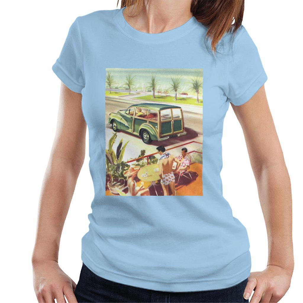 Morris Traveller Summer British Motor Heritage Women's T-Shirt Sky Blue Large