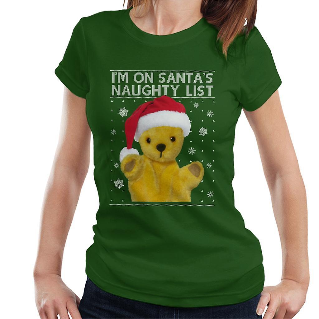 Sooty Christmas Im On Santas Naughty List Women's T-Shirt Bottle Green Medium