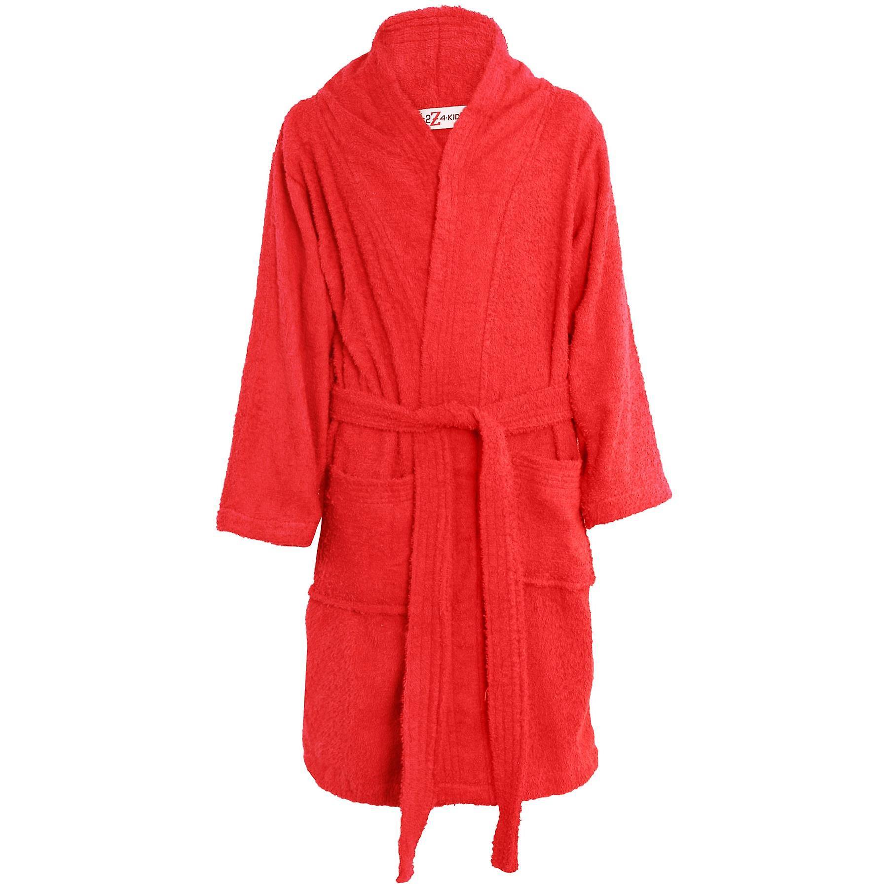 A2Z 4 Kids Unisex Plain Red Color Towel Bathrobe 13 Years