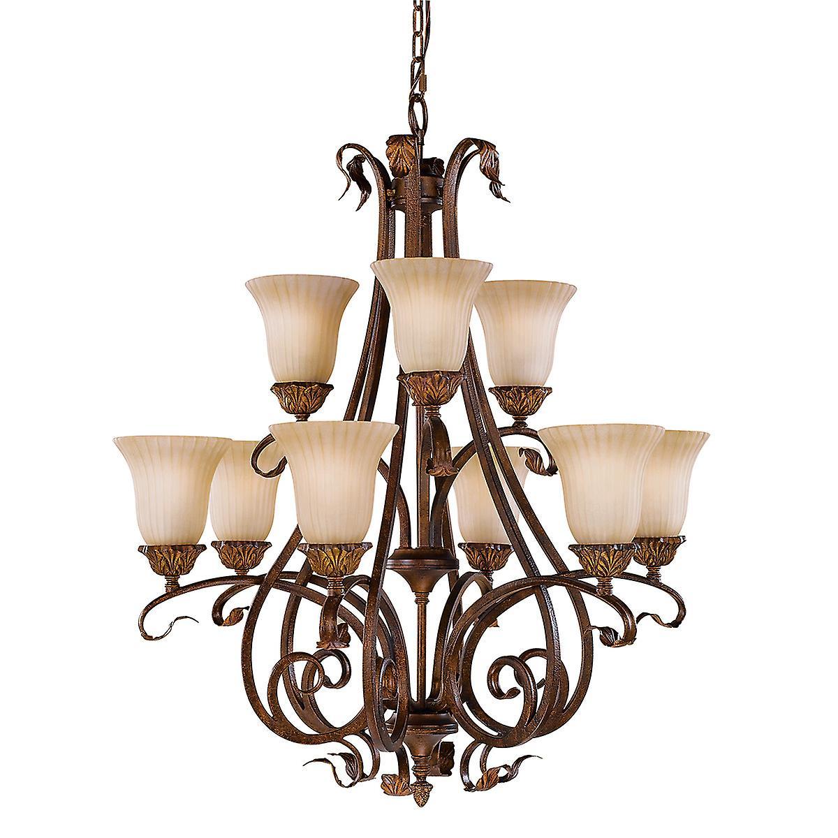 Sonoma Valley 9 Light Multi Arm Chandelier Aged Tortoise Shell Finish E27