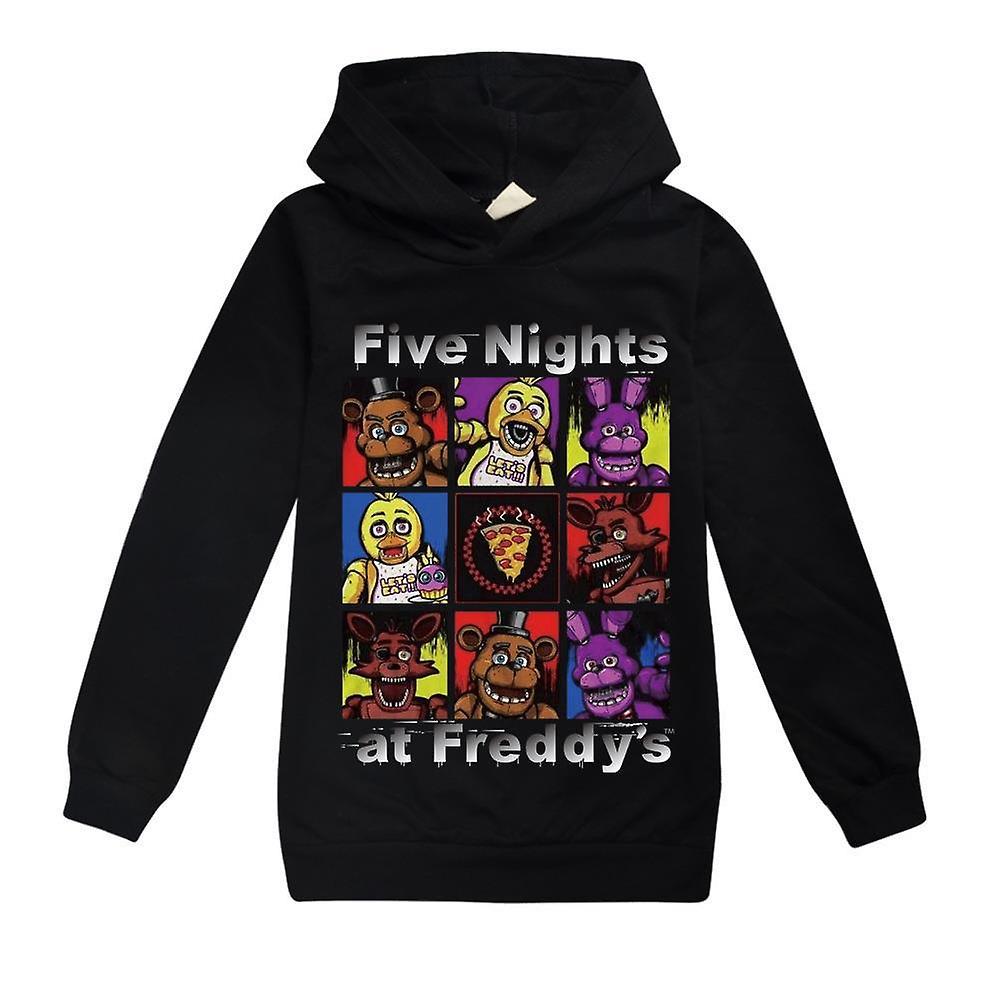 Mylight Kids Teens Five Night At Freddy's Fnaf Printed Hoodie Hooded Pullover Sweatshirt Black 9-10 Years