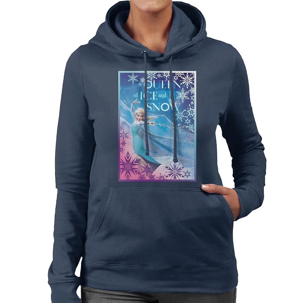 Disney Frozen Elsa Queen Of Ice And Snow Women's Hooded Sweatshirt Navy Blue Large