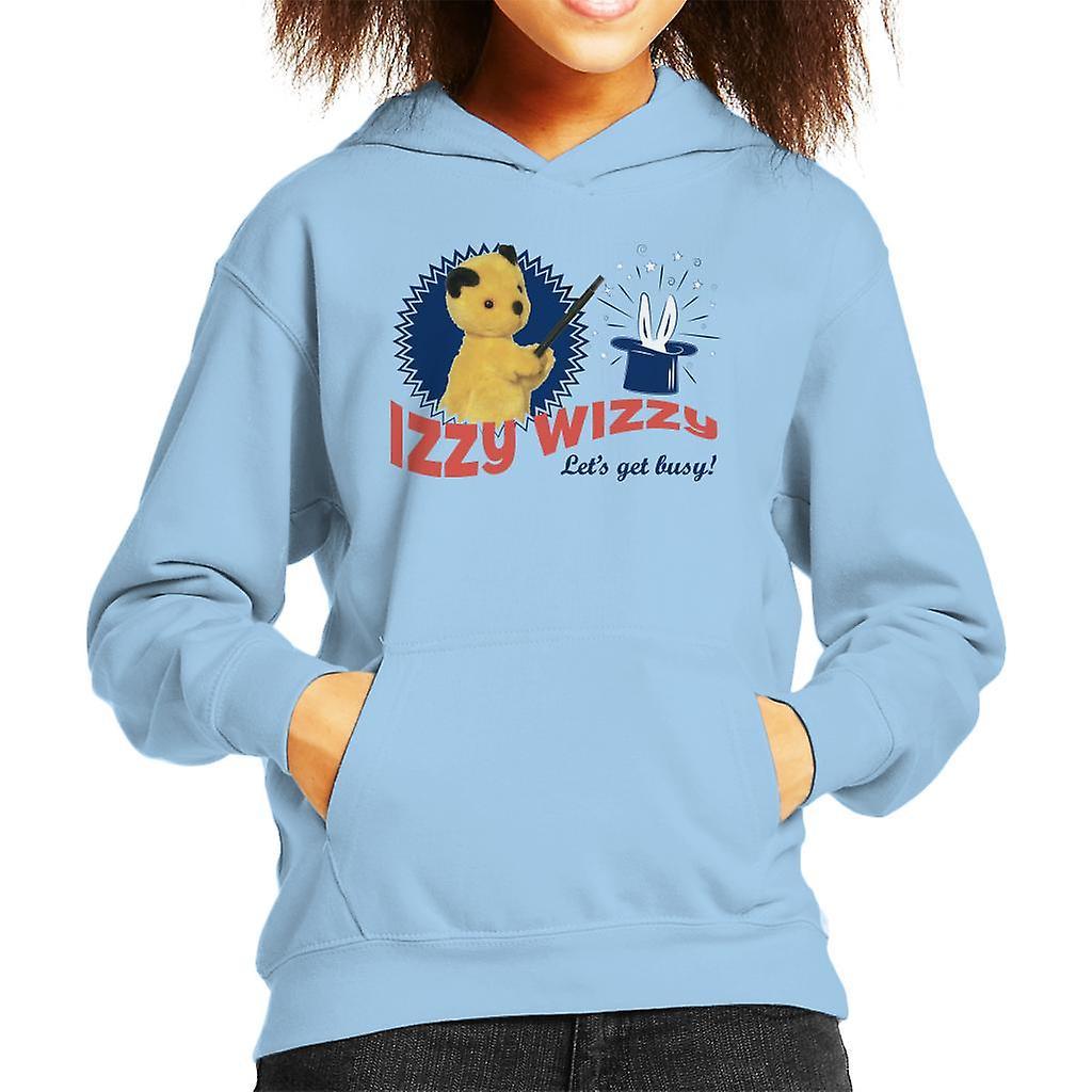 Sooty Retro Izzy Wizzy Let's Get Busy Kid's Hooded Sweatshirt Sky Blue Small (5-6 yrs)