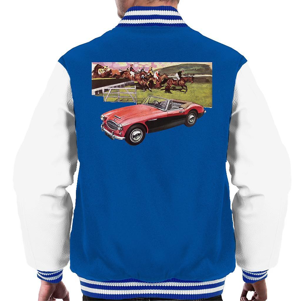 Austin Healey Sports Horses Jump British Motor Heritage Men's Varsity Jacket Royal/White Medium