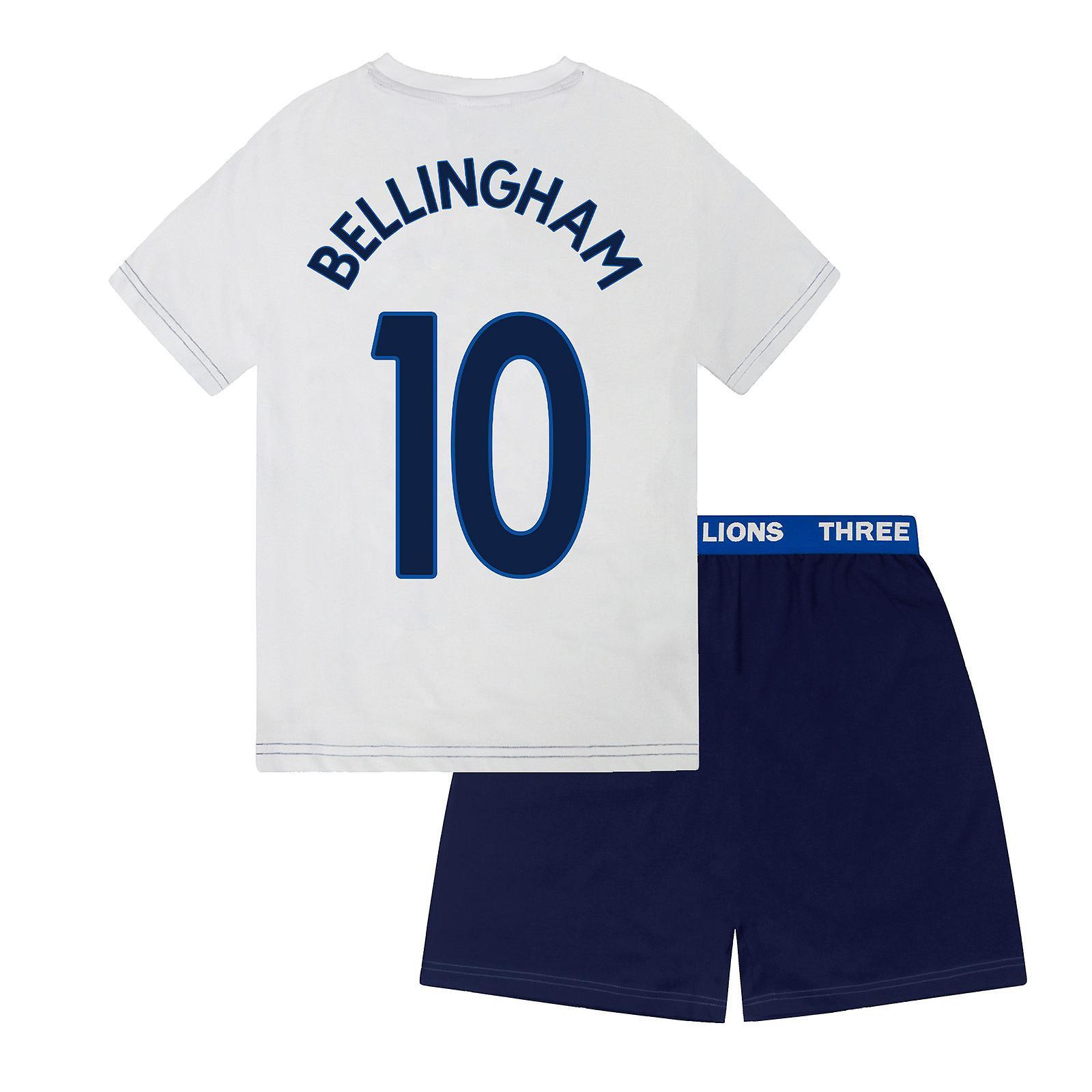 The England Football Association England Boys Pyjamas Short Three Lions Kids OFFICIAL Football Gift White Bellingham 6-7 Years