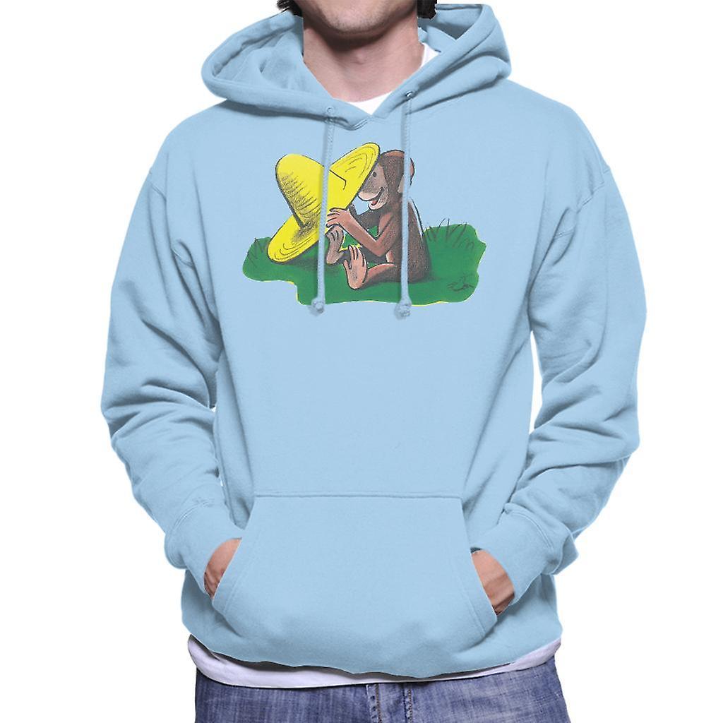 Curious George Yellow Hat Men's Hooded Sweatshirt Sky Blue Small