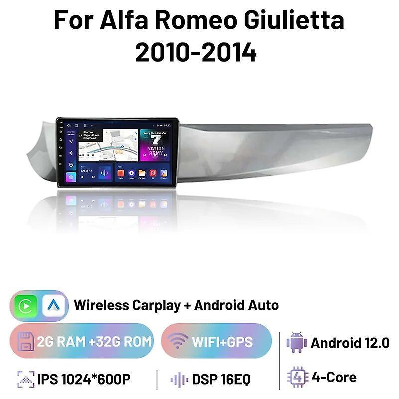 Bicaco Wireless Carplay 2 Din Car Radio Android Multimedia Player Gps Navigation Autoradio For Alfa Giulietta 2010 2011 2012 2013 2014 2 32GB CP