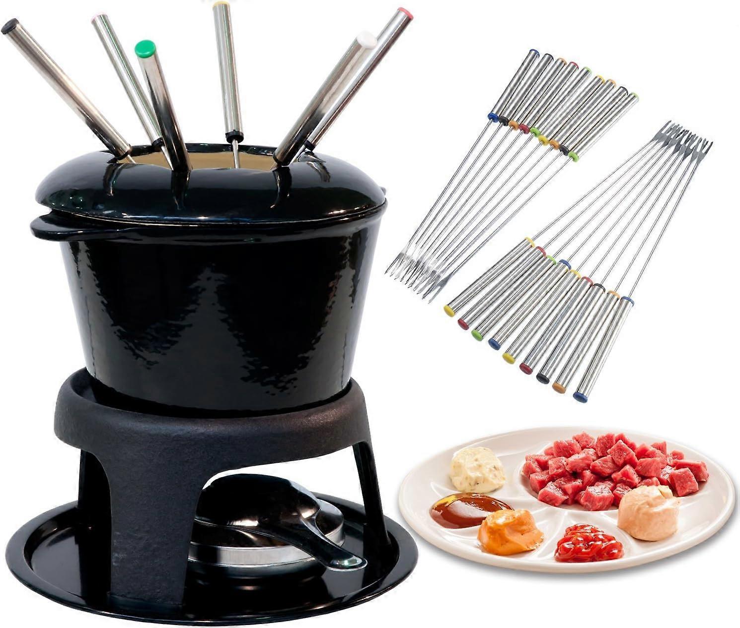 Heyone Stainless Steel Fondue Forks with Heat Resistant Handle for Cheese Chocolate Fondue Roasting Marshmallows Meat