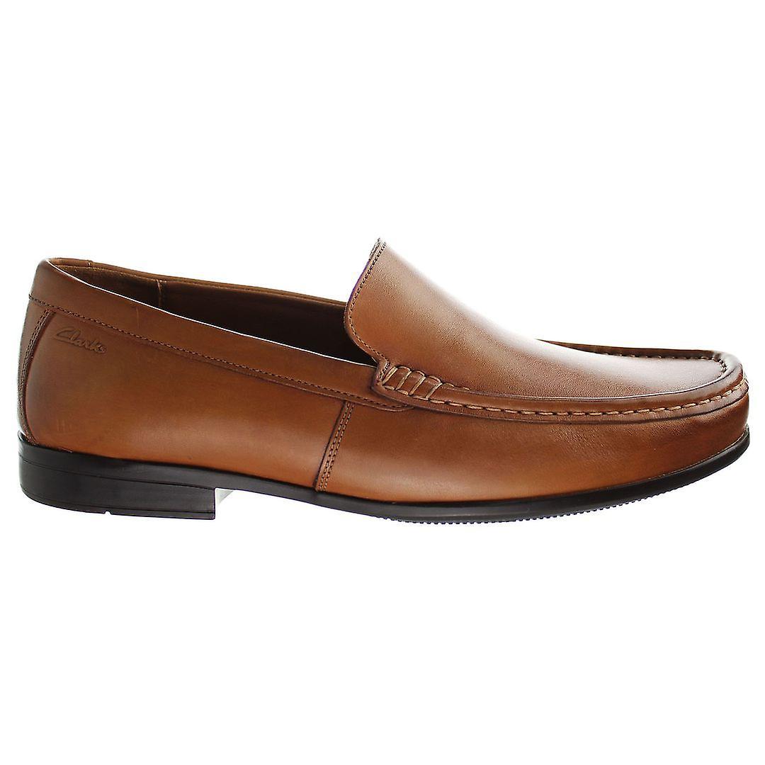 Clarks Claude Plain Slip-On Brown Smooth Leather Mens Shoes 261386507 UK 10 EU 45 US 11