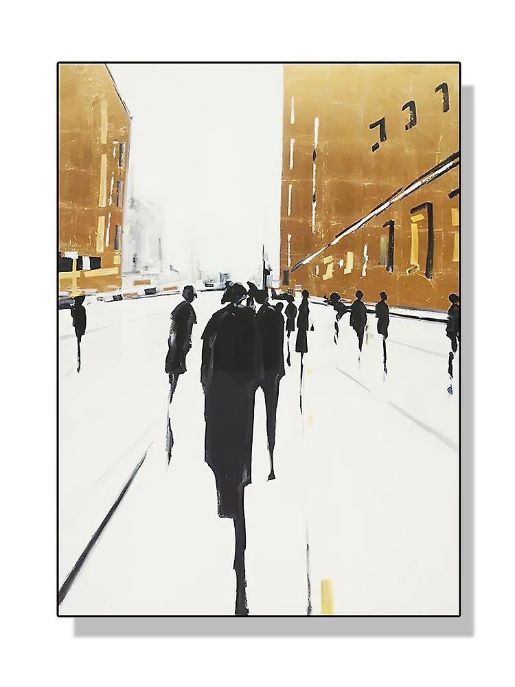 Ninesun Abstract Street Pedestrian Art Poster Canvas Oil Painting Wall Art Picture Print For Modern Living Room Home Decoration RT4211 90x130cm no ...