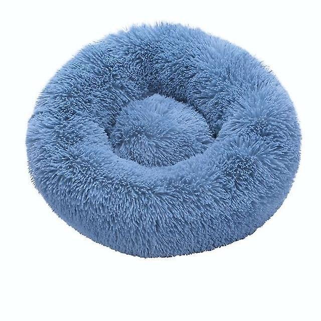 Slowmoose Round Cat Bed House Soft Long Plush Best  Bed For Dogs Basket, Pet Products 80cm / Blue