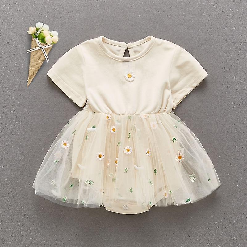 Slowmoose Baby Princess Dress, Baby Christening Baptism Gown Wheat 3M