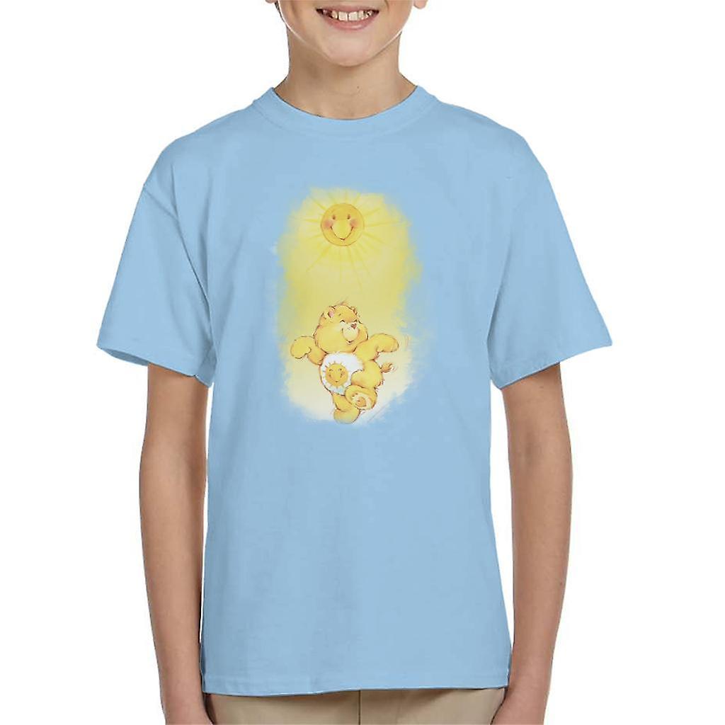 Care Bears Funshine Bear Dancing In The Sun Kid's T-Shirt Sky Blue X-Small (3-4 yrs)