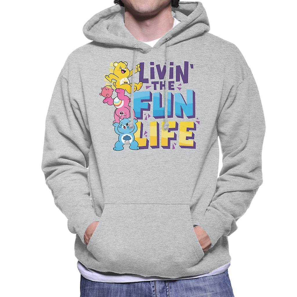 Care Bears Unlock The Magic Livin The Fun Life Men's Hooded Sweatshirt Heather Grey Large