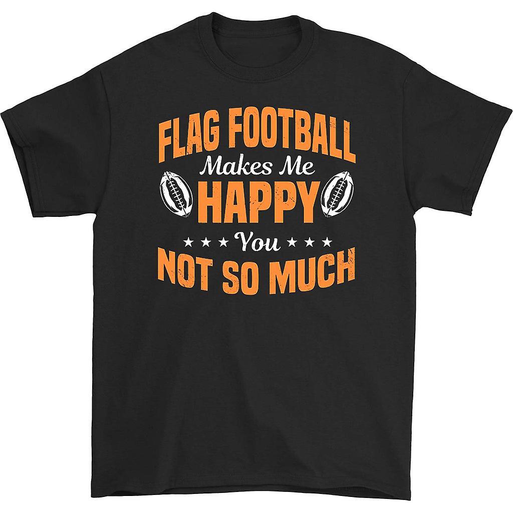 HISHARK Flag Football Makes Me Happy T-shirt Black S