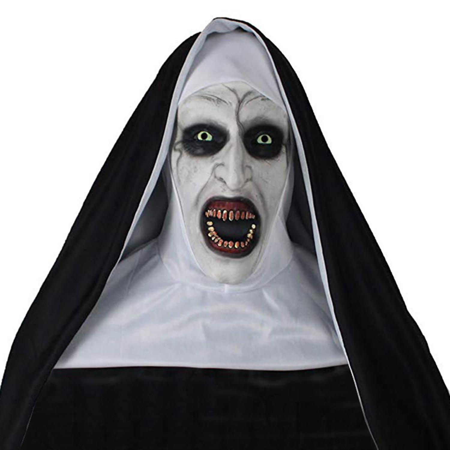 Merryso 1 Set Halloween Headgear Scary Nun Emulsion Headgear Halloween Thriller Cosplay Costume Home Black 2