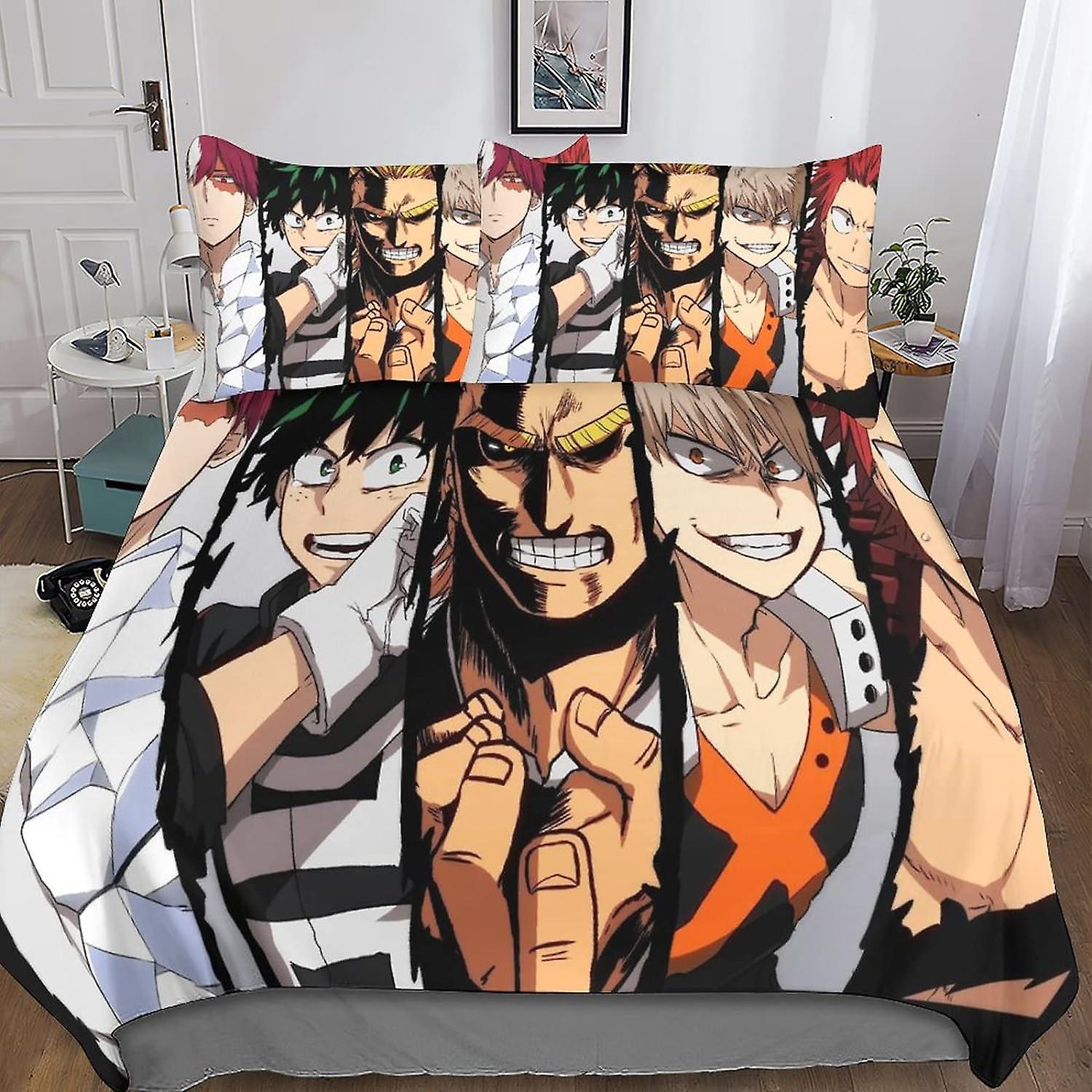 Kerota Bedding Set Duvet Cover My Hero Academy D Pattern Duvet Cover, My Hero Academia Printed Pieces, Microfiber Bedding Super Duvet Cover 135*200...