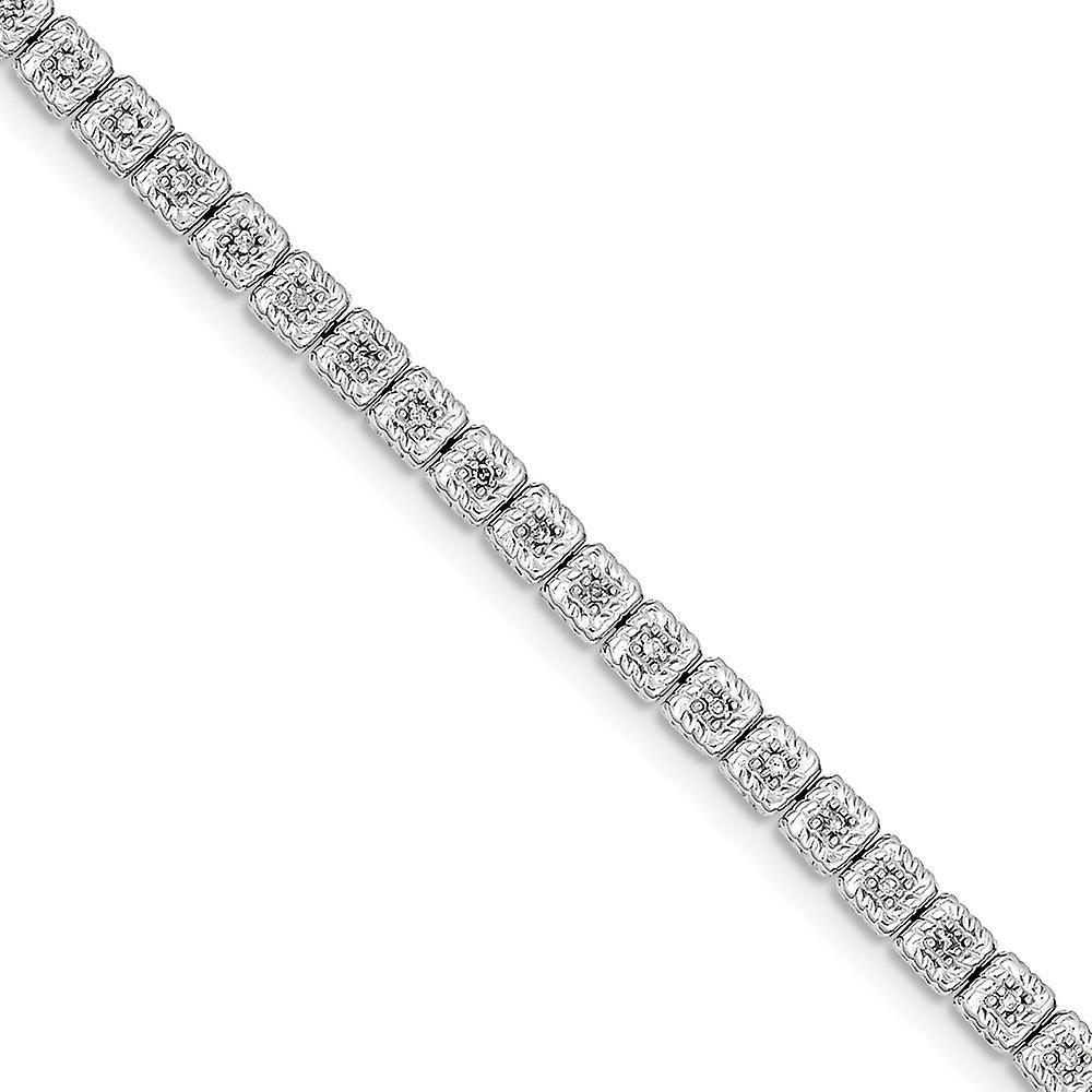 JewelryWeb 925 Sterling Silver Polished Box Catch Closure Rhodium Plated Diamond Bracelet Measures 4.5mm Wide Jewelry Gifts for Wom 7.000