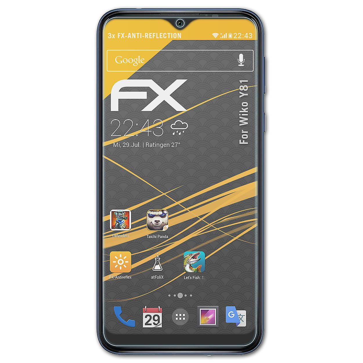 atFoliX 3x protective film compatible with Wiko Y81 armored film matt &shockproof 05 FX ANTIREFLEX