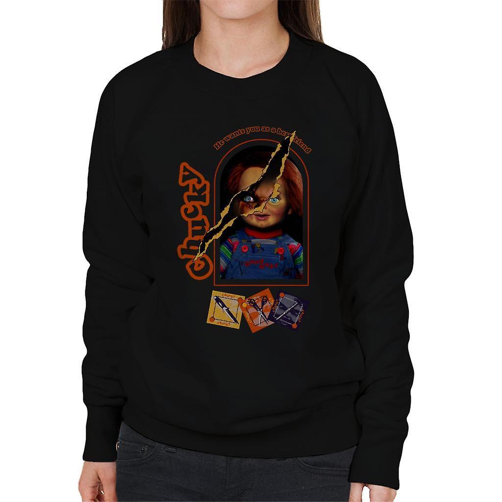 Chucky He Wants You As A Best Friend Women's Sweatshirt Black XX-Large