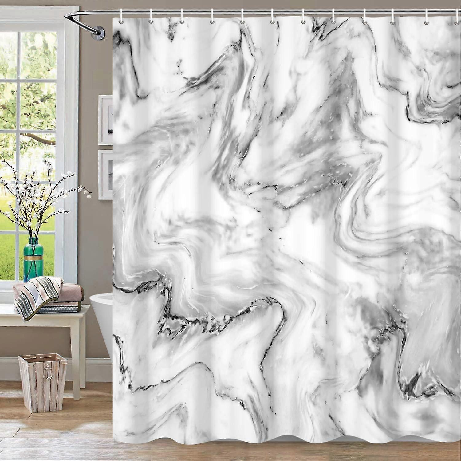 Heyone Grey Marble Shower Curtains for Bathroom, Modern Abstract Shower Curtain Sets,Waterproof Fabric Shower Curtain with 12 Hooks,72" x 72"-Ideal