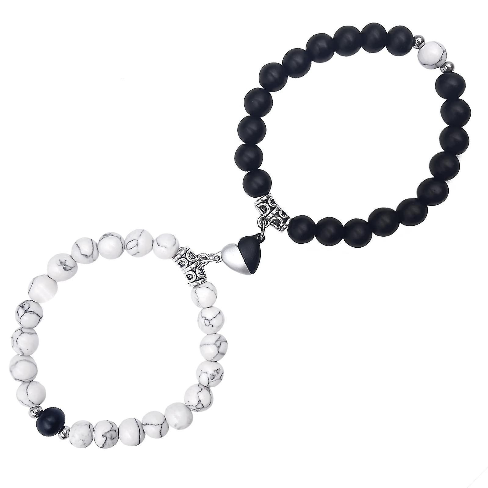 Jxlgv Magnetic Couple Bracelets, 2pcs Matching Mutual Attraction Bracelets Forever Relationship Long Distance Bracelets