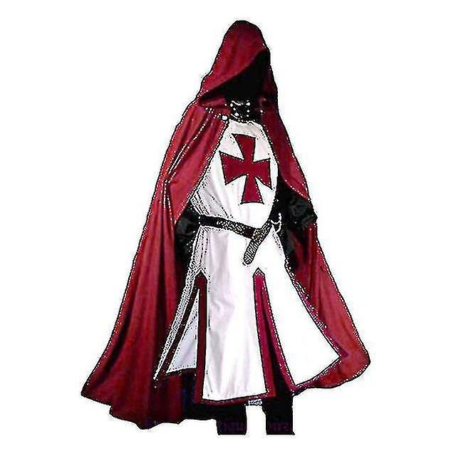 Mens Medieval Crusader Knights Templar Costume Zekai Red M