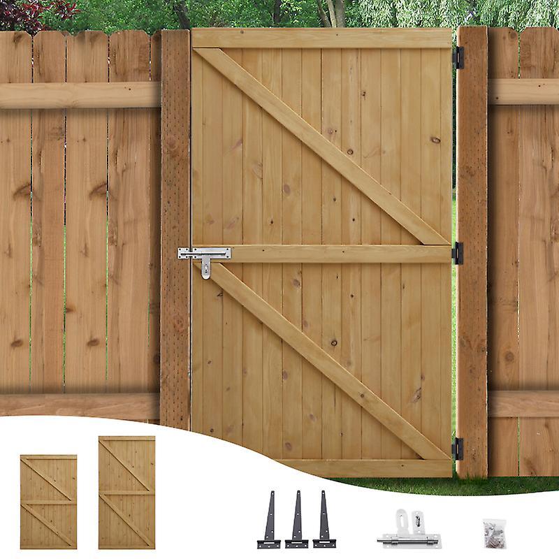 Living And Home Pine Wood Garden Gate Flat Top with Latch , 5 x 3FT