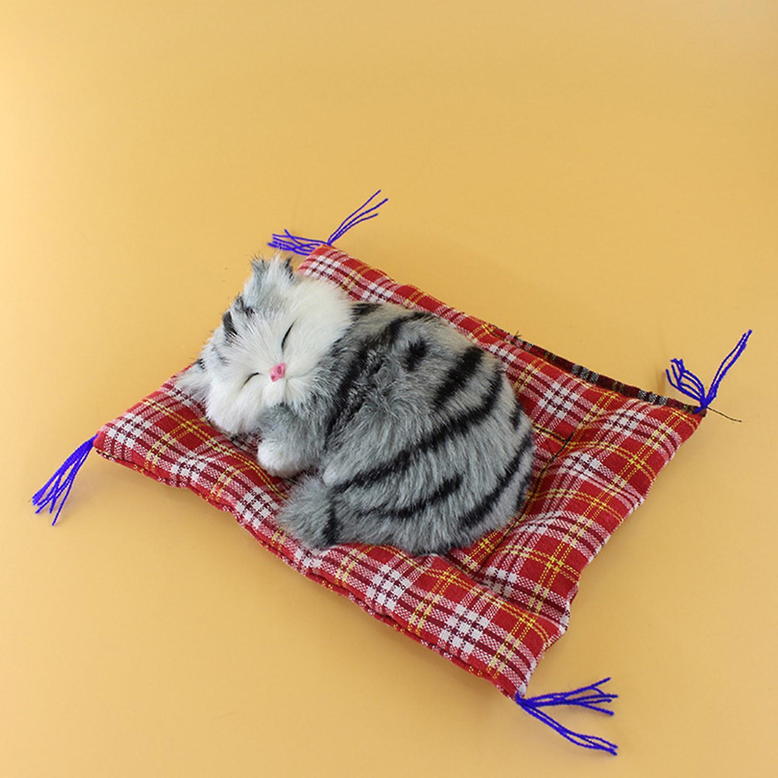 Kakanwo Room Decor Grey Striped Napping Cat 17cm Simulation Cat Purring Desktop Ornament Birthday Gift Toys A One Size