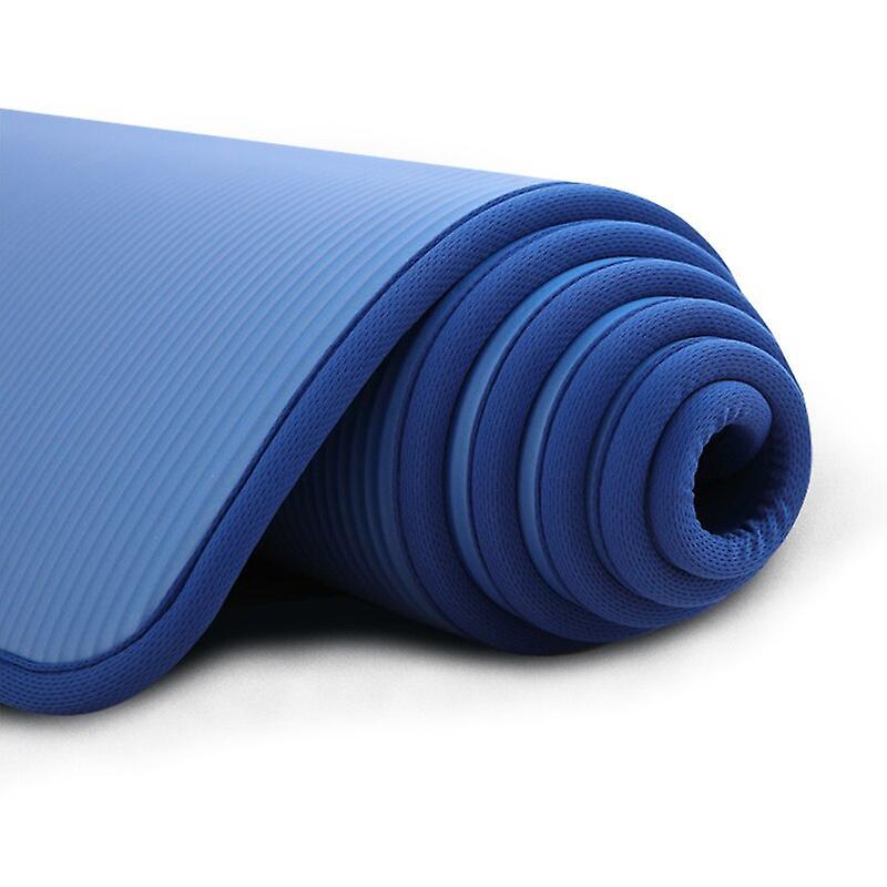 10MM Extra Thick 183cmX61cm Yoga Mats NRB Non-slip Exercise Mat Fitness Tasteless Pilates Workout Gym Mats with Bandage  Yoga & Pilates Blocks blue