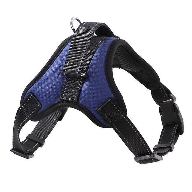 Slowmoose New Pets Dog Harness Vest Reflective Tape Breathable Mesh Pet Dogs Leash Blue L