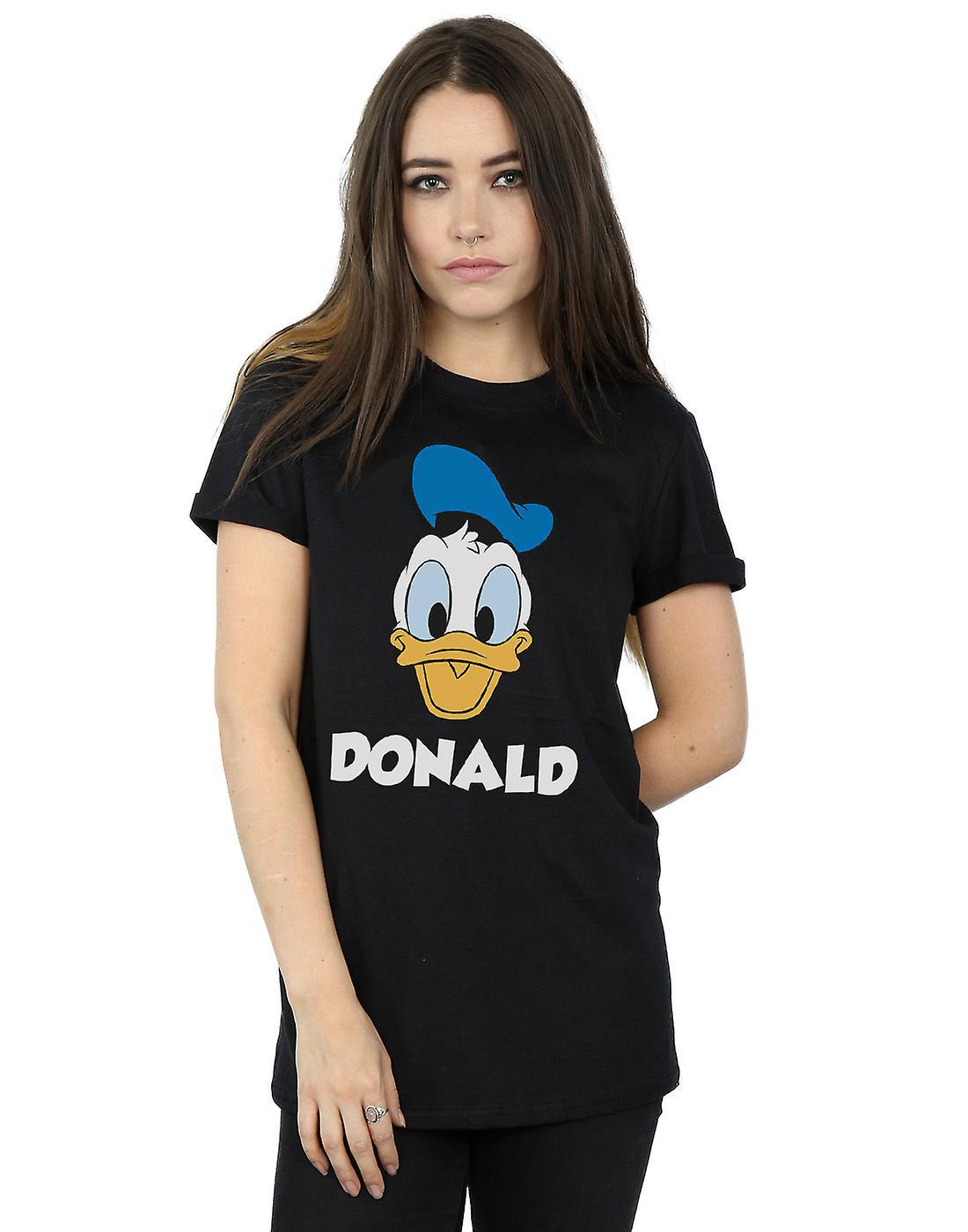 Disney Women's Donald Duck Face Boyfriend Fit T-Shirt Black Medium