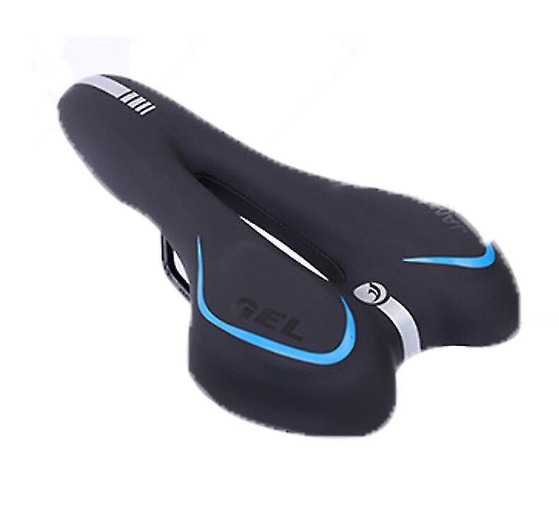 Szlcv Silicon Gel Reflective Shock Absorbing Hollow Bike Saddle Mtb Bicycle Seat Breathable Rainproof Cycling Road Mountain blue