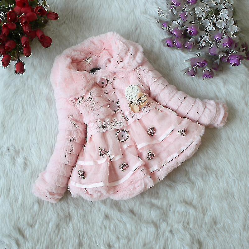 Bnetiza Kids Girls Winter Fleece Coat Luxury Faux Fur Jacket Warm Outerwear Pink 8-9 Years