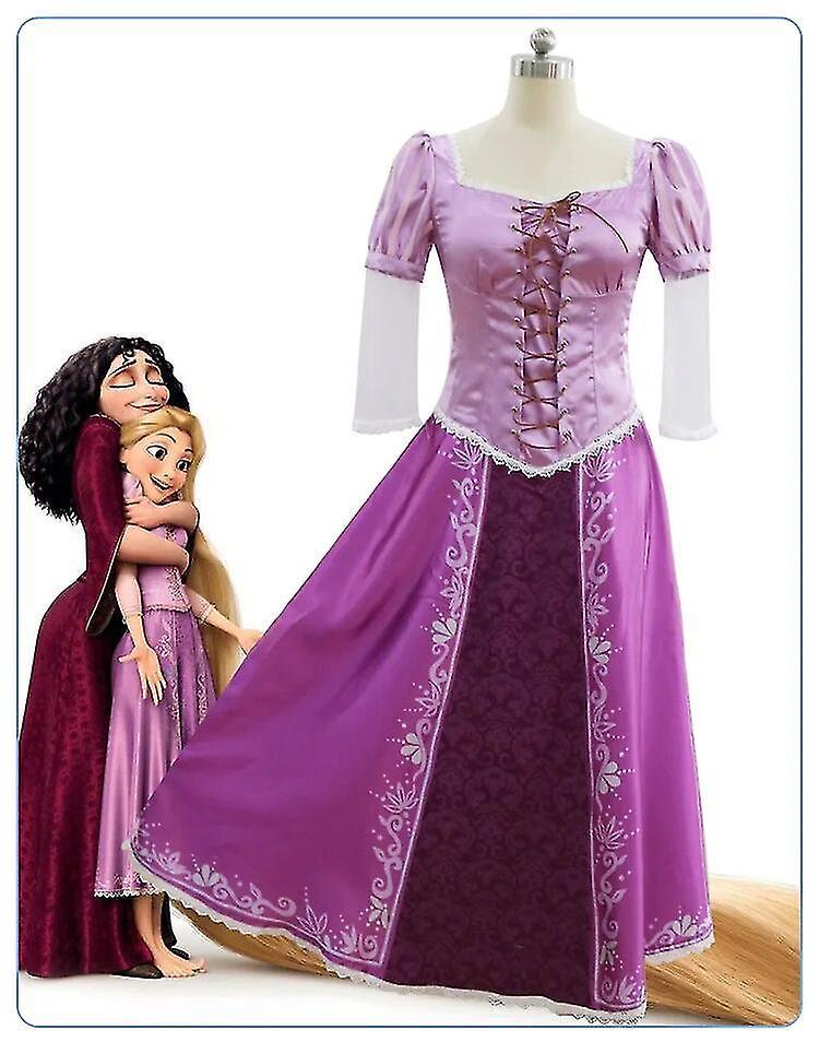 Zhenv Adult Girls Rapunzel Carnival Halloween Party Fancy Dress Cosplay Costume Tangled Rapunzel Princess Costume For Women Purple only dress S