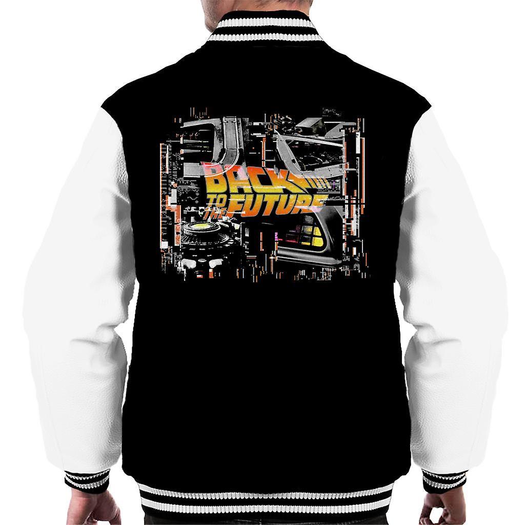 Back to the Future Delorean Montage Men's Varsity Jacket Black/White X-Large