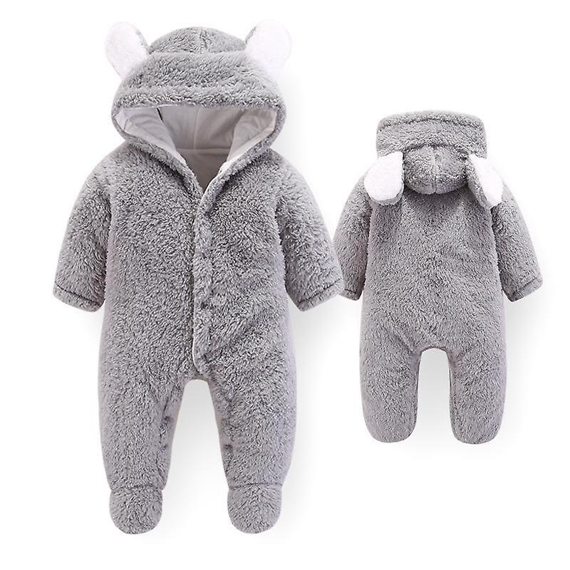 Slowmoose Soft Warm Hooded Rompers For Newborn 12M