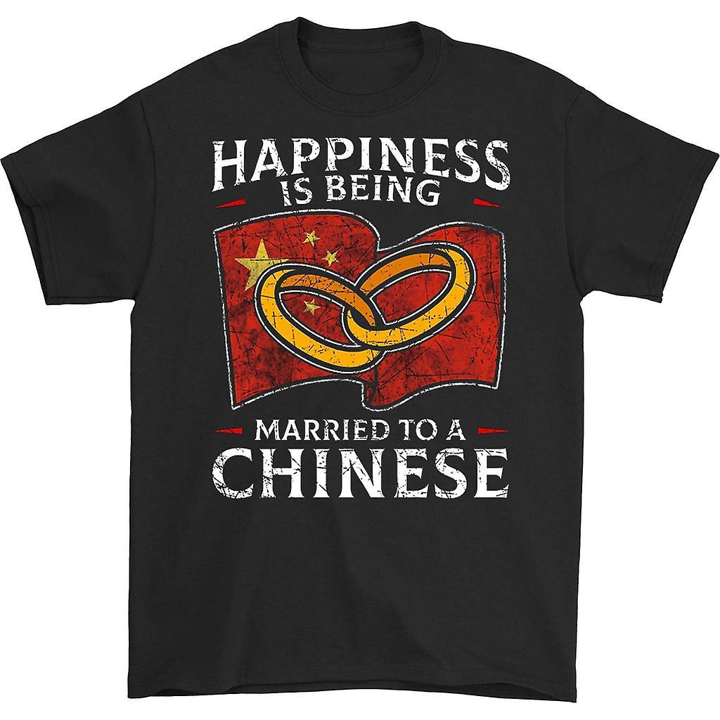 HISHARK Happiness is being married to a chinese t-shirt black XL