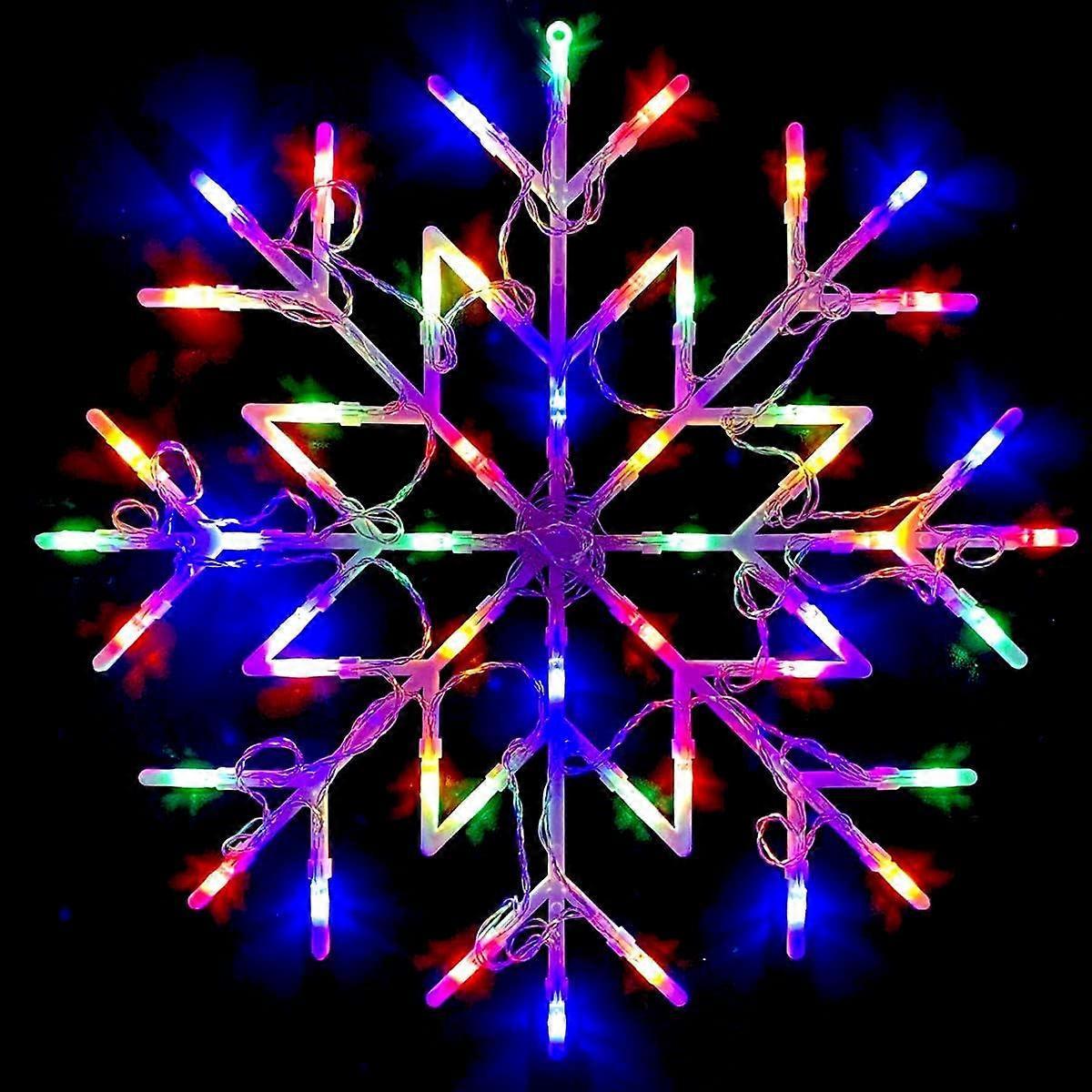 Augro Christmas 50 LED Snowflake Light Flashing Silhouette Home Window Xmas Festive Decoration Flashing Lights - New Year Light Up Party (Multi Col...