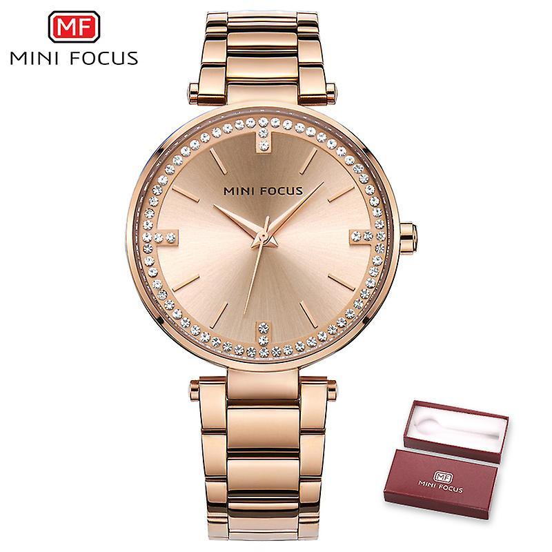 Mini Focus Crystal Ladies Watch For Women Fashion Quartz Watches Waterproof Rose Gold Stainless Steel Strap