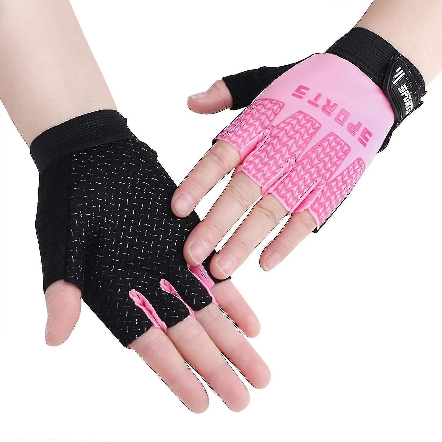 Ersam Children's Cycling Half Finger Gloves Shockproof Anti-slip Gel Gloves Pink