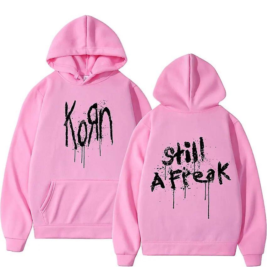 Cciyu Korn Music Concert Rock Band World Tour Hoodie Men Women Hip Hop Oversized Sweatshirt Vintage Metal Pullover Hoodies Streetwear Pink M