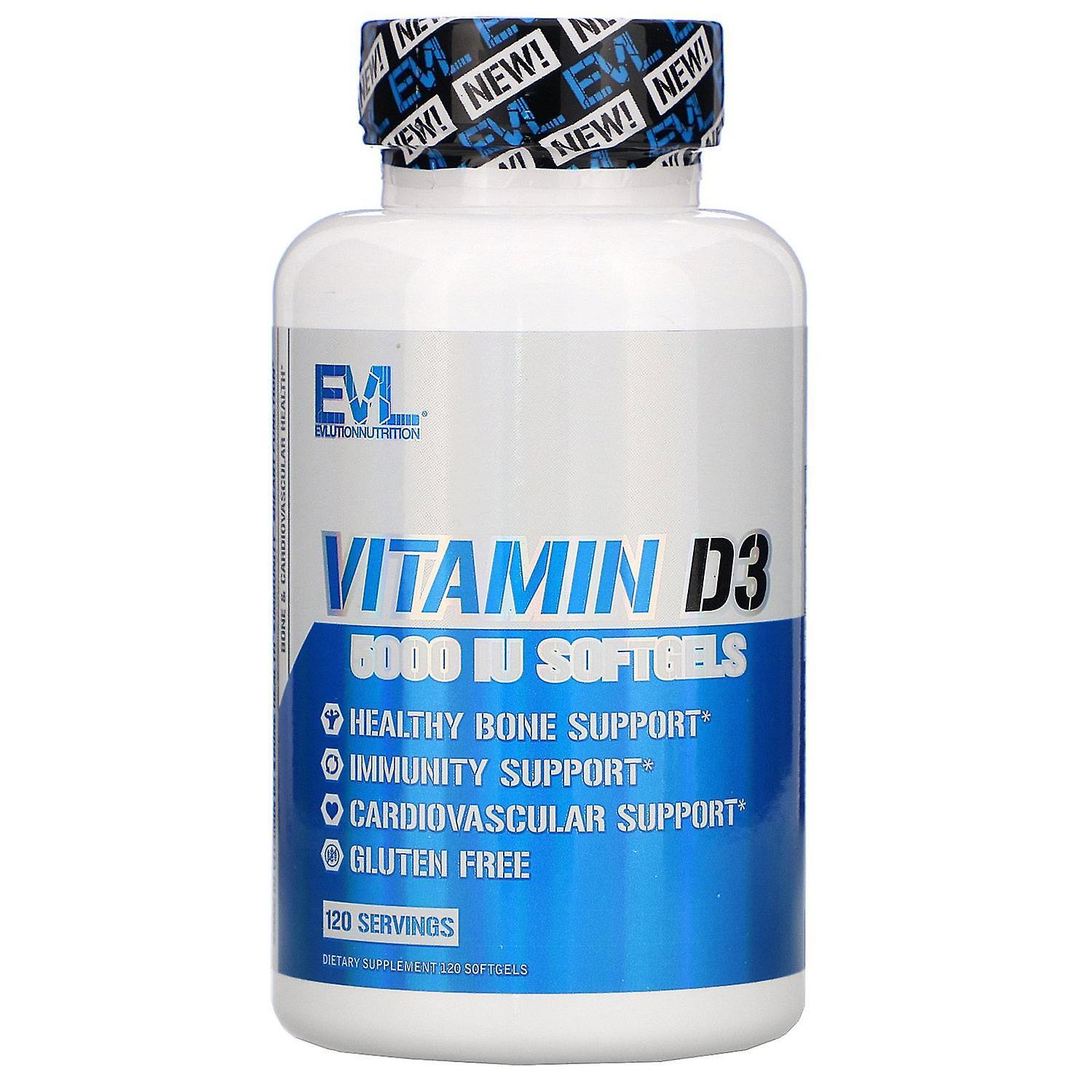 EVLution Nutrition, Vitamin D3, 5,000 IU, 120 Softgels