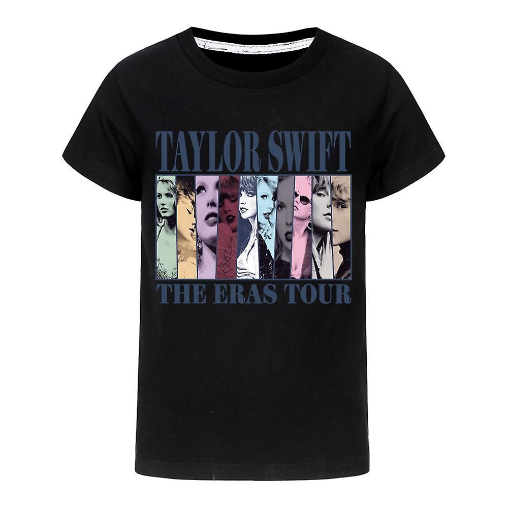 Bestdaily Taylor Swift The Eras Tour T-Shirt Printed Kids Boys Girls Short Sleeve Crew Neck Tee Tops Swiftie Fans Concert Gifts Black 11-12 Years