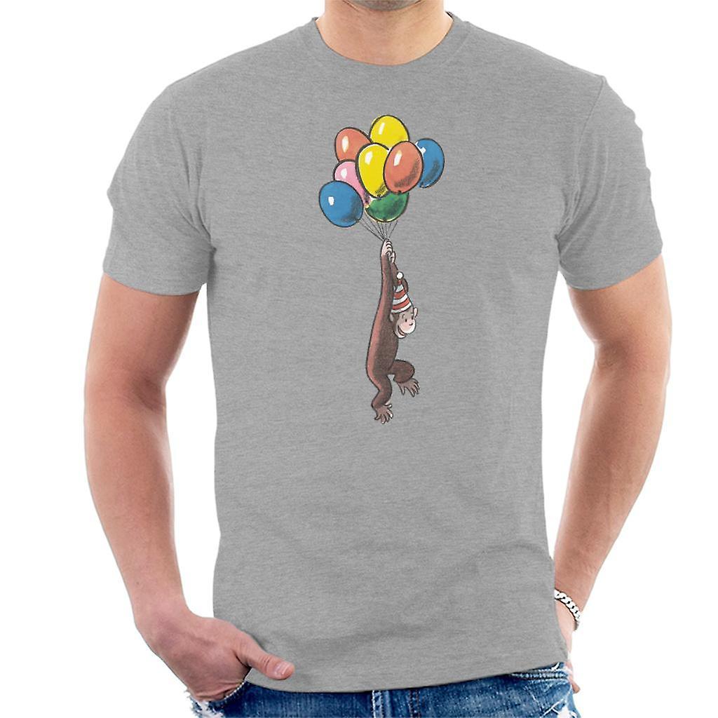 Curious George Balloon Flying Hat Men's T-Shirt Heather Grey XX-Large