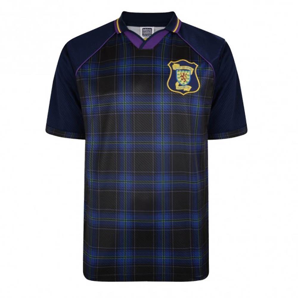 Score Draw Scotland 1996 Euro Championship Retro Football Shirt Navy Large Adults