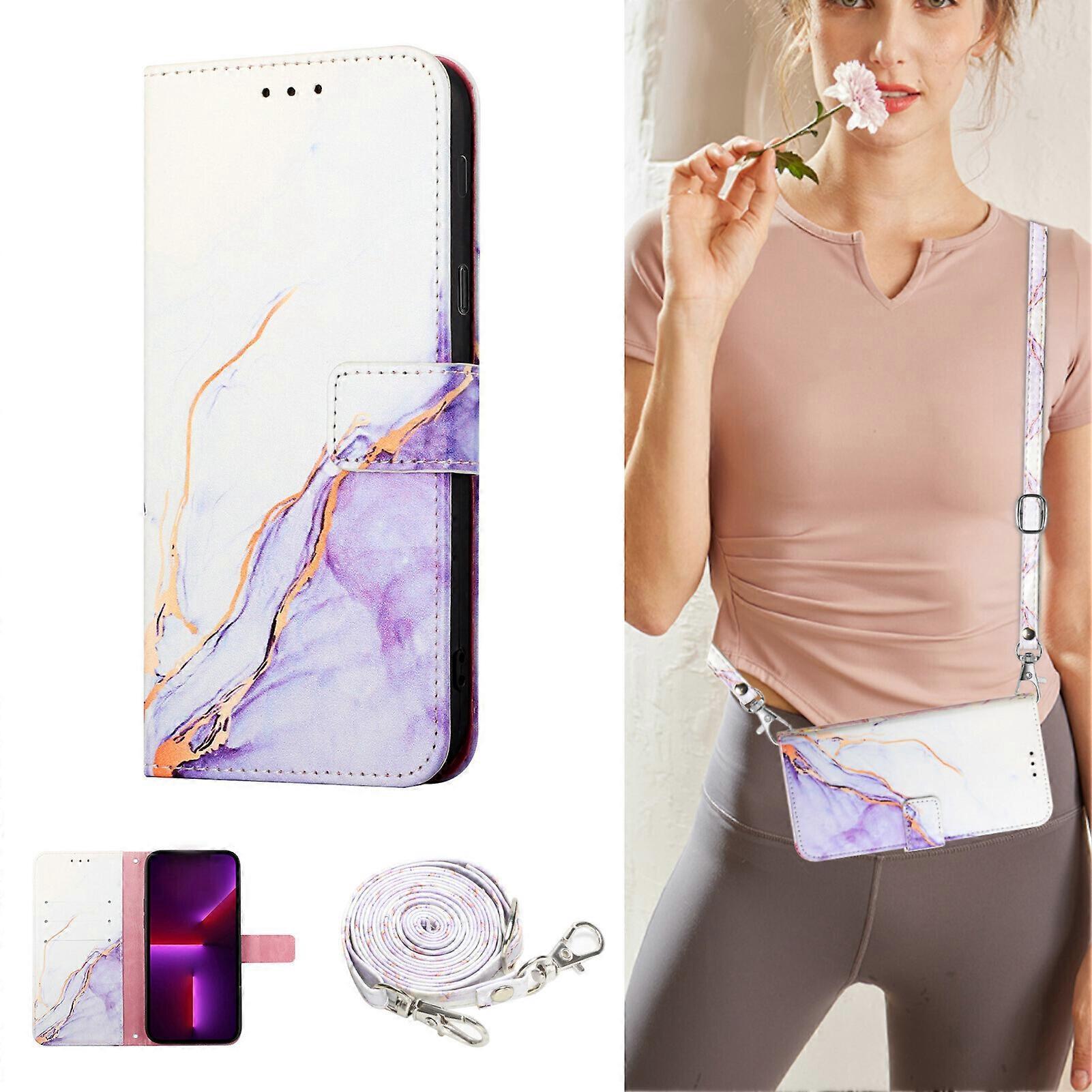 Gangxun Case for ipod Touch 7 Crossbody Neck Strap Lanyard Cover Marble Magnetic Wallet Leather Case A5