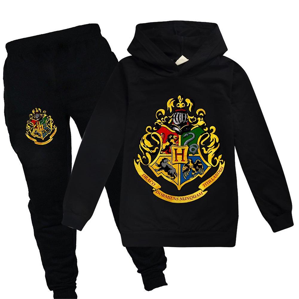 Vicbuy Kids Harry Potter Tracksuit Set Hoodie Sweatshirt Tops Jogging Pants Bottoms Boys Girls Casual Outfits Black 9-10 Years